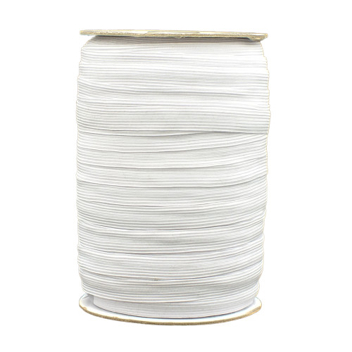 12mm ELASTIC 16CORD WHITE - ROLL of 100M