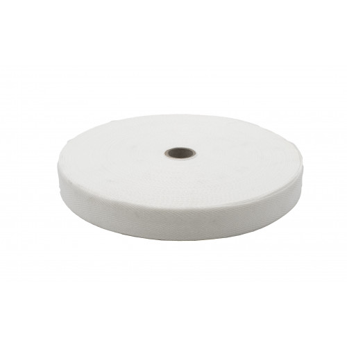 25mm POLYESTER TWILL TAPE 4109 WHITE (100m)